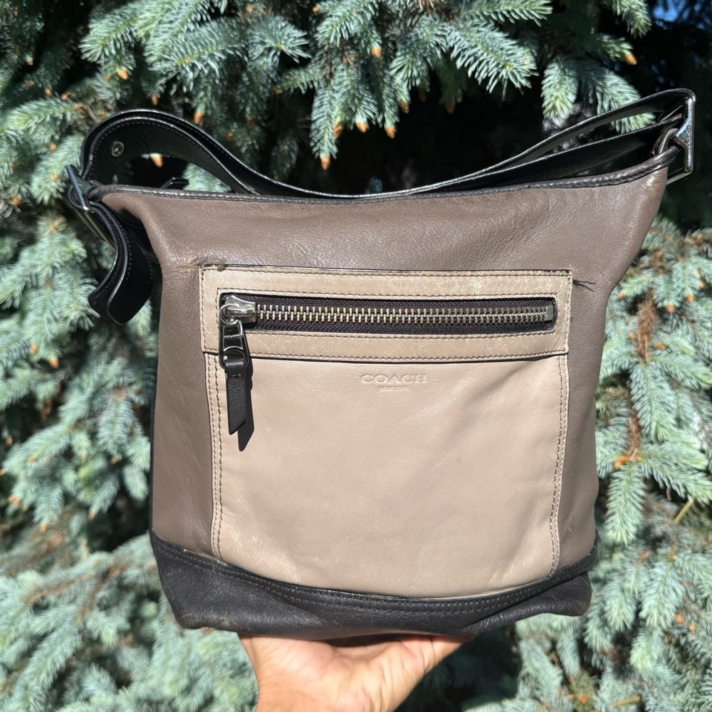 COACH Legacy Colorblock Multi Tan Brown Black LRG Crossbody‎ Tote Bag 19995